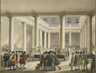 Giełda kukurydzy z „Mikrokosmosu Londynu” Ackermanna, 1808 (akwatinta)